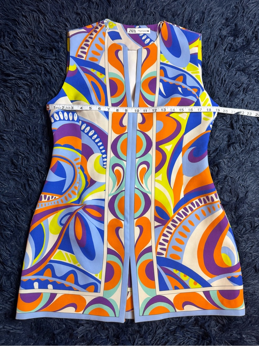 Zara multi coloured print Mini Sleeveless Dress. Size XL - Picture 12 of 16